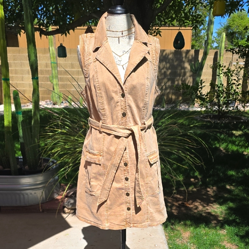 Pilcro Tan Safari Dress with Belted Waist